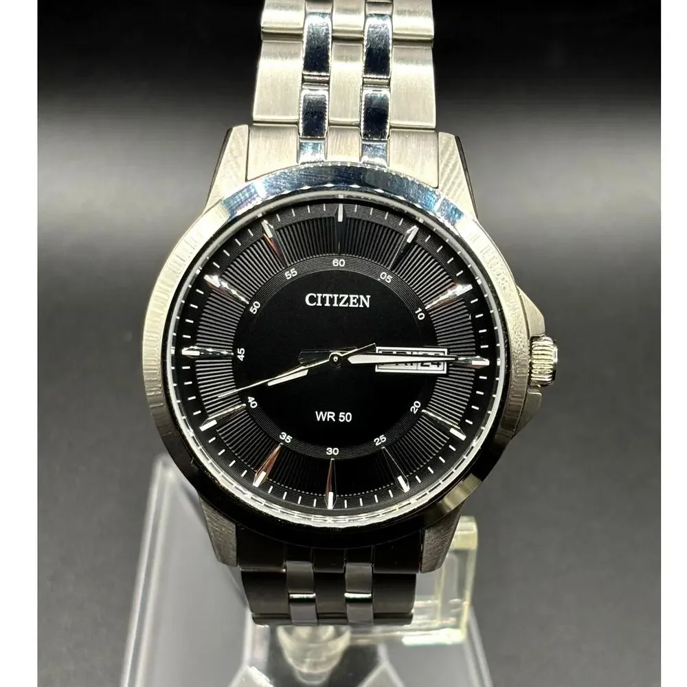 Citizen BF2011-51E Black Sunray Dial Day Date Quartz Men’s Stainless Steel Watch